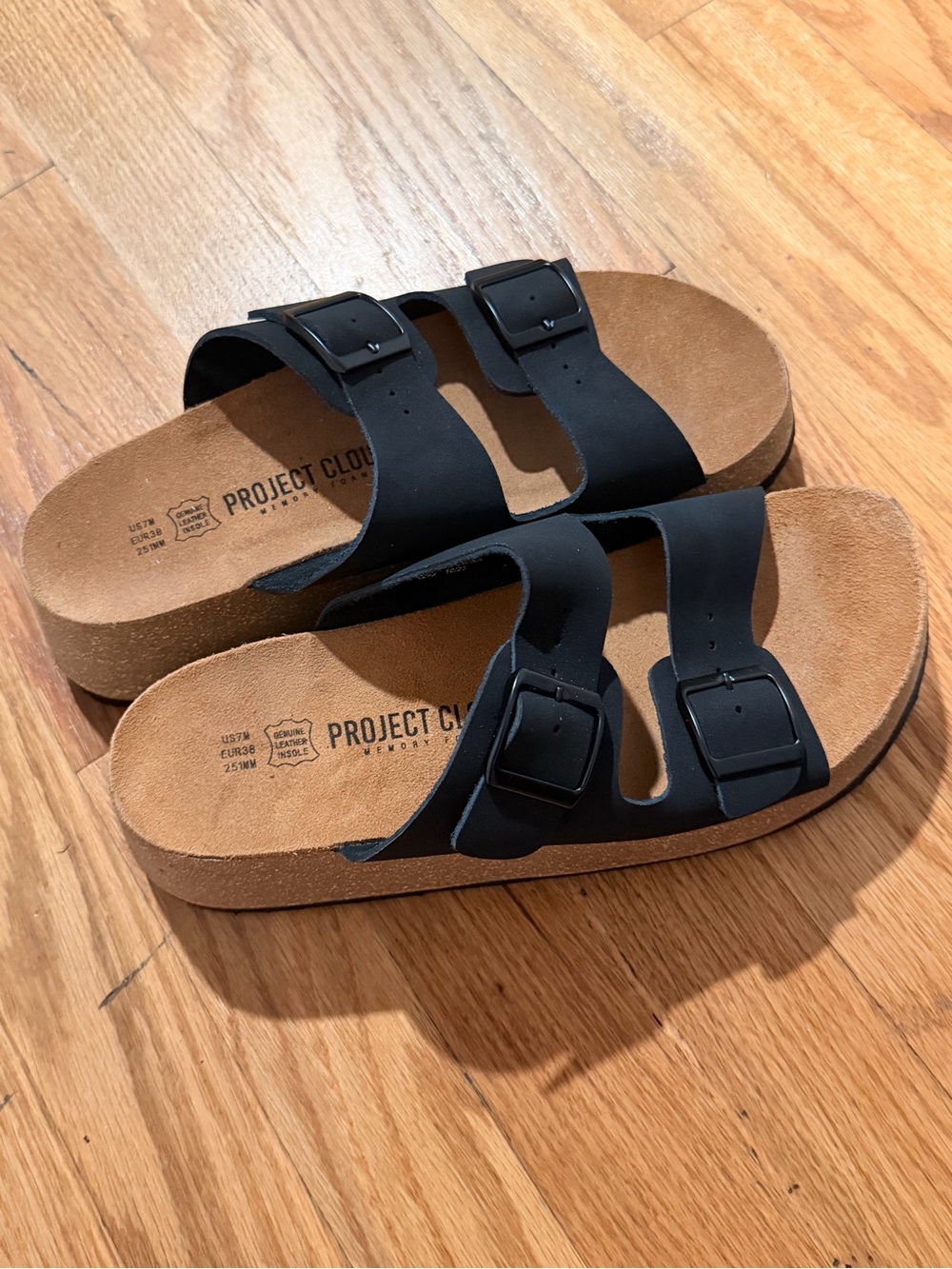 Women’s Black Double-Buckle Slide Sandals
